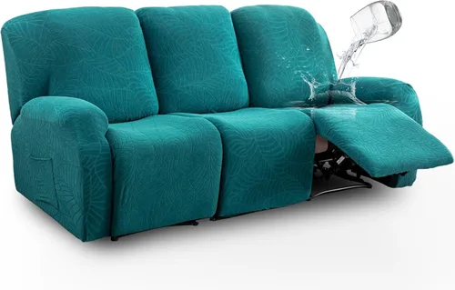 Miniatura 33 de vctops Funda repelente al agua para silla reclinable de 4 piezas con bolsillo lateral, diseño de hojas de jacquard, elástica, suave, protector