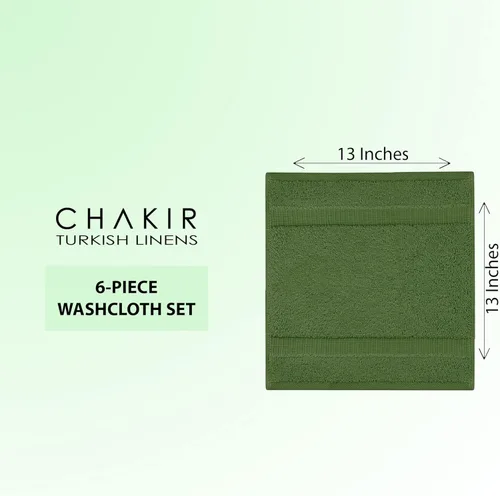Miniatura 4 de Chakir Turkish Linens - Toallas turcas de alta calidad 100% algodón para baño, 13 x 13 pulgadas (6 toallas pequeñas, musgo)