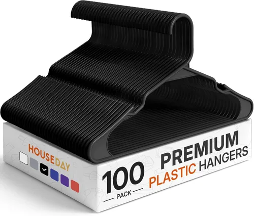 Miniatura 23 de HOUSE DAY Perchas de Plástico Premium Paquete de 10, Perchas para Ropa que Ahorran Espacio, Colgador Resistente para Abrigos - Organizadores