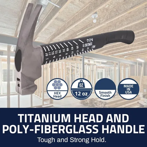Miniatura 6 de Boss Hammer Martillo de Titanio Ti64 de Grado de Construcción de 12 oz con Mango de Fibra de Vidrio Tough-Fiber que Absorbe Impactos - Agarre