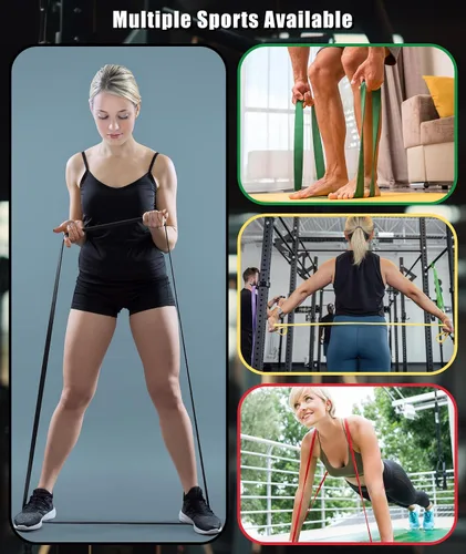 Miniatura 6 de Bandas de resistencia para entrenamiento, juego de bandas de ejercicio de 5 niveles, bandas de asistencia para dominadas, entrenamiento de fuerza