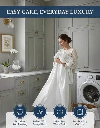 Miniatura 8 de LANE LINEN - Sábanas King divididas 100% algodón egipcio suaves y cómodas para camas ajustables, gruesas, calidad de hotel, costuras reforzadas