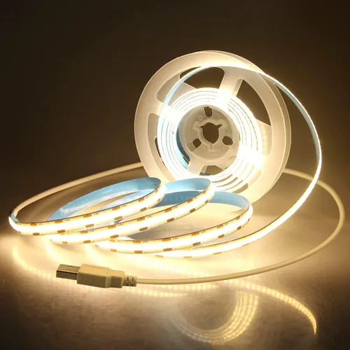 Aclorol COB - Tira de luces LED para TV de 5 V, alimentada por USB, luz blanca cálida, 6.56 pies, 320 LED/M COB, tira de luz flexible para TV,