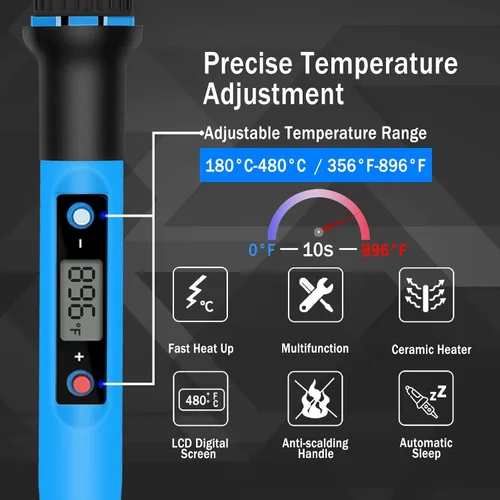 Miniatura 4 de Kit de soldador, 80 W, 110 V, calentamiento rápido en 10 segundos, LCD, digital, temperatura ajustable, pistola de soldadura termostática, kit