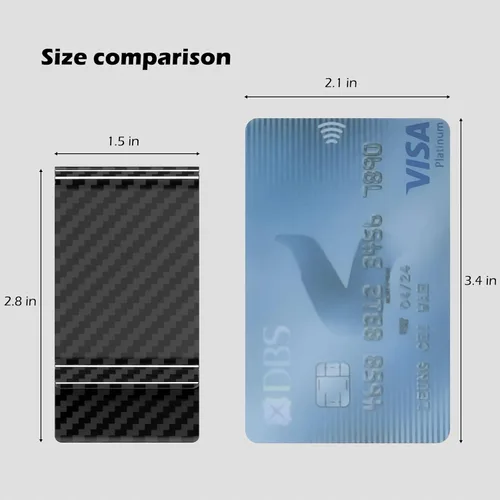 Miniatura 8 de Travelambo Cartera de bolsillo frontal con clip de fibra de carbono para dinero, cartera minimalista delgada para tarjetas de crédito