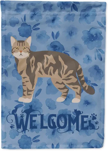Miniatura 265 de Caroline's Treasures CK4813CHF - Bandera de bienvenida con gato abisinio azul, manga grande, para porche, para colgar en la pared, poliéster