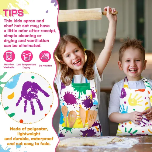 Miniatura 3 de R HORSE Juego de delantales para niños, paquete de 2 delantales ajustables para pintura artística, juegos de rol, juguetes de chef, divertido regalo