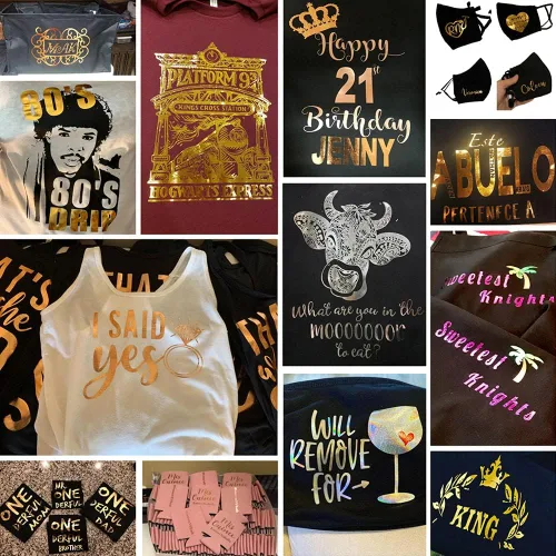 Miniatura 5 de Vinilo de Transferencia de Calor HTV de Lámina Dorada para Camisetas y Ropa 12" X 10" (Paquete de 5), Fácil de Desmalezar y Planchar, Tamaño Dorado