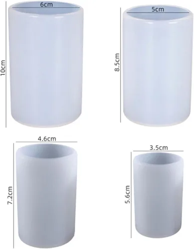 Miniatura 2 de Paquete de 4 moldes de pilar largo - cilindro de múltiples estilos - molde de vela de silicona en espiral ondulado - moldes de fundición de resina