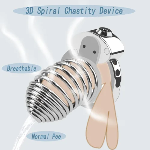 Miniatura 4 de Dispositivo de castidad masculina de acero inoxidable jaula de castidad masculina con 7 tamaños ajustables jaula para pene con bloqueo invisible