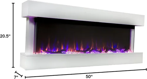 Miniatura 10 de Touchstone Chesmont Chimenea eléctrica inteligente - Chimenea para colgar en la pared con manto flotante blanco de 50" de ancho - Habilitada