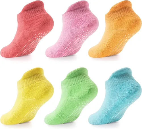 LA ACTIVE Calcetines con agarre antideslizante para tobillos para niños y niñas con suela antideslizante para bebés, niños pequeños y niños de