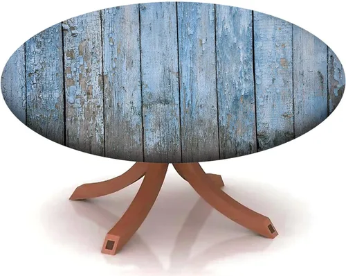 Miniatura 28 de Mantel redondo ajustable con patrón marítimo, borde elástico, adecuado para catering y cocina, se puede limpiar con el mantel de mesa redonda