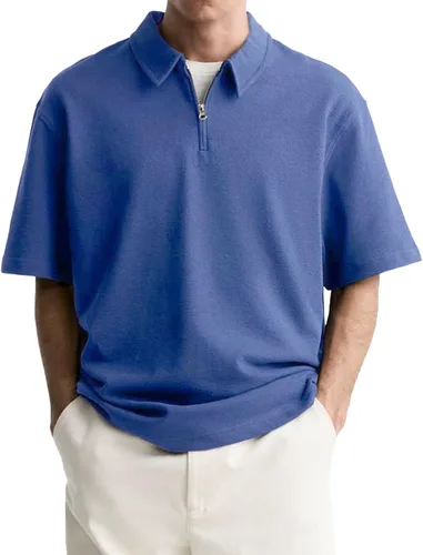 Miniatura 14 de Camisas polo con cremallera para hombre, camiseta de cuello de moda de verano, talla grande, camisa de golf clásica lisa para exteriores, tops