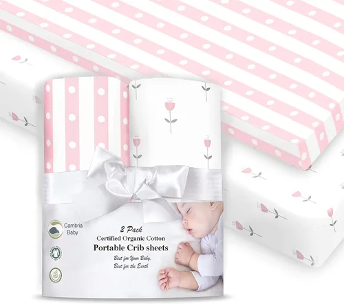 Miniatura 15 de Sábanas bajeras 100% de algodón orgánico para Graco Pack n Play, Babyletto, Pamo Babe, Hiccapop, Dream on Me, Evenflo, Baby Trend, Hygge Hush
