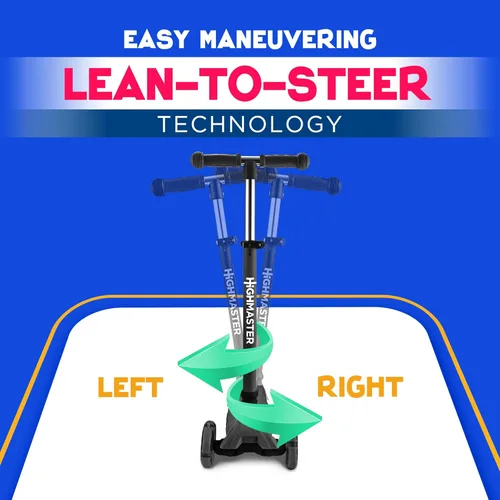 Miniatura 3 de HighMaster - Patinete para niños – Patinete de 3 ruedas para niños y niños pequeños – Manillar ajustable con luces LED en las ruedas – Diversión