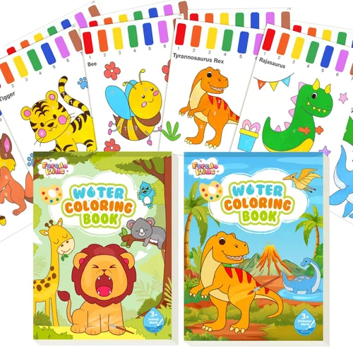 Libros para Colorear con Agua para Niños Pequeños - Libro de Pintura de Acuarela Papel de Arte de Dibujo para Niños Kit de Suministros de Dinosaurio