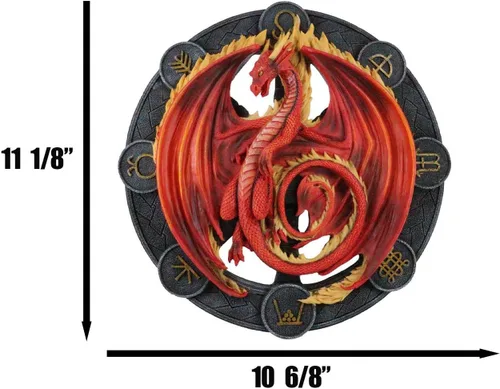 Miniatura 2 de Ebros Gift Wicca Neo Paganism Sabbats Rueda del Año Fantasía Dragón con símbolos sagrados Decoración de pared Escultura por Anne Stokes Dragons
