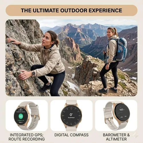 Miniatura 3 de Reloj inteligente para mujer con GPS integrado y Alexa (llamada/respuesta de llamada), rastreador de actividad AMOLED de 1.32 pulgadas con brújula