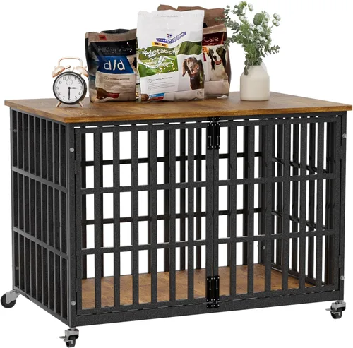 Miniatura 9 de Jaula Kennel para Perros de Servicio Pesado de 38 Pulgadas con Ruedas, Jaulas para Perros Indestructibles de Alta Ansiedad para Perros Grandes, XL