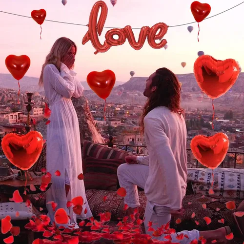 Miniatura 3 de 50 globos de látex de corazón rojo de 6 pulgadas, 10 globos de corazón rojo de 18 pulgadas, 1 globo de amor rojo de 42 pulgadas, kit de pétalos