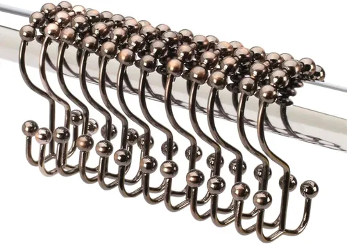 Miniatura 9 de 2 lbDepot - Ganchos de anillos para cortina de ducha – Acero inoxidable 18/8 de alta calidad – Ganchos dobles con rodillos de fácil deslizamiento