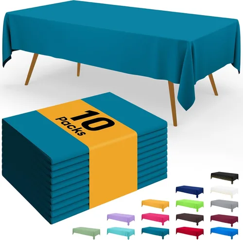 Miniatura 98 de Smiry - Juego de 6 manteles desechables, 54 x 78 pulgadas, manteles impermeables rectangulares para fiestas, cubierta de mesa de plástico