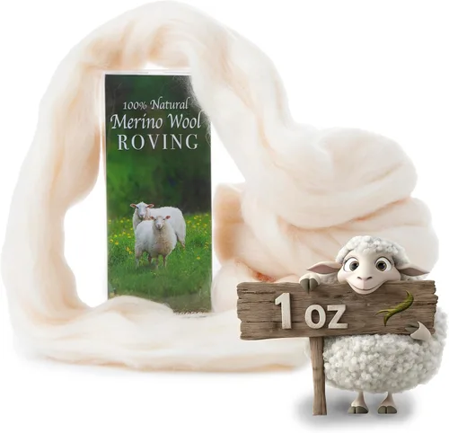 Miniatura 6 de Desert Breeze Distributing Lana Merino 100% Natural Roving - Lana Merino Peinada de Primera Calidad Roving - Tapicería, Hilado, Fieltrado Húmedo
