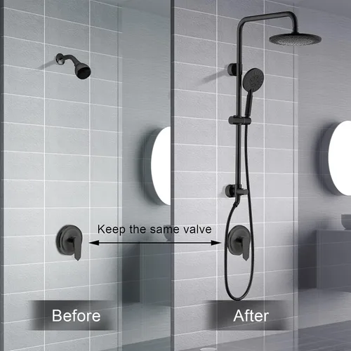 Miniatura 4 de BRIGHT SHOWERS Sistema de ducha, cabezal de ducha de lluvia de 9 pulgadas con ducha de mano de 3 funciones, combo de ducha doble y cable a juego