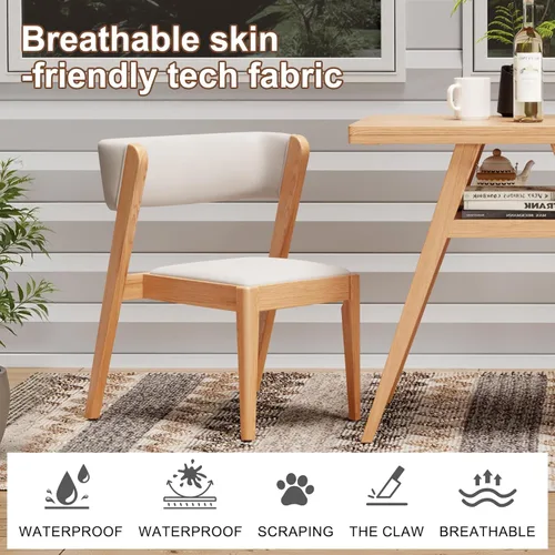 Miniatura 5 de Juego de mesa de comedor bistró de madera maciza, 3 piezas, mesa de comedor para patio al aire libre, juego de 2 con sillas tapizadas, silla