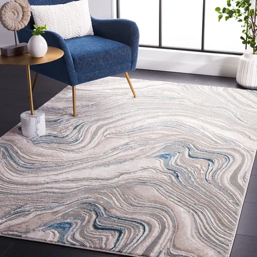 Miniatura 22 de SAFAVIEH Meadow Collection - Alfombra para pasillo, 2 x 7 pies, azul y gris, diseño abstracto moderno, no desprende pelusa y de fácil cuidado, ideal