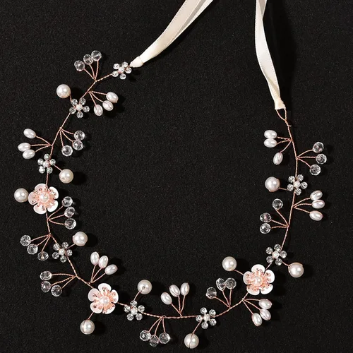 Miniatura 10 de Accesorios para el cabello de boda, diadema para niña de las flores, diadema de princesa con perlas para niñas, novias y mujeres (plateado)