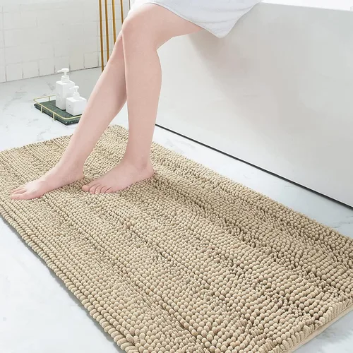 Miniatura 87 de Grandaily Alfombras de baño de felpilla a rayas de 24 x 16 pulgadas, extra gruesas y suaves, absorbentes, parte trasera de goma, alfombra de ducha