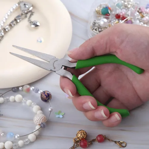 Miniatura 5 de SPEEDWOX Alicates de punta plana de 5 pulgadas, mini alicates de pico de pato, alicates de nariz fina, alicates de precisión para hacer joyas
