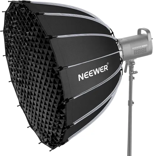 Miniatura 11 de NEEWER 35.4"/90cm Parabolic Softbox Bowens Mount, liberación rápida con difusores/rejilla/bolsa para iluminación continua de video CB60 CB200B MS60