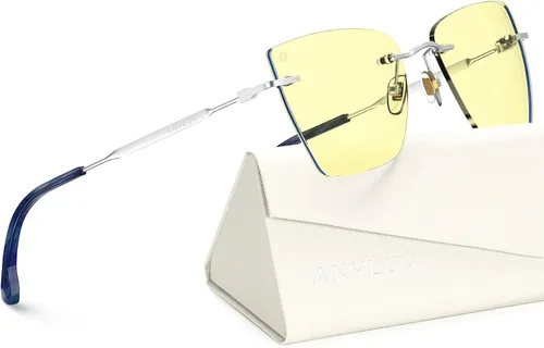 Miniatura 35 de ANYLUV Rimless Blue Light Glasses for Women/Men, Fashion Lightweight Blue Light Blocking Glasses with Stylish Metal Temples