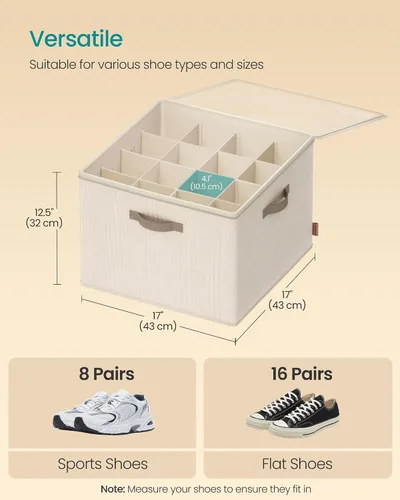 Miniatura 4 de SONGMICS Organizador de zapatos para armario, caja organizadora de zapatos de tela con divisores ajustables, compartimentos de almacenamiento