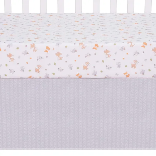 Miniatura 7 de Sammy & Lou Friendly Forest - Juego de ropa de cama para cuna de bebé de 4 piezas, incluye edredón, sábanas bajeras para cuna neutrales, falda