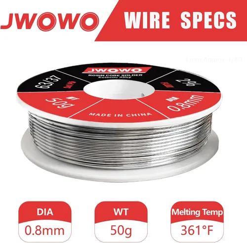 Miniatura 2 de Alambre de soldadura con núcleo de colofonia para soldadura eléctrica (0,8mm/50g), de JWOWO