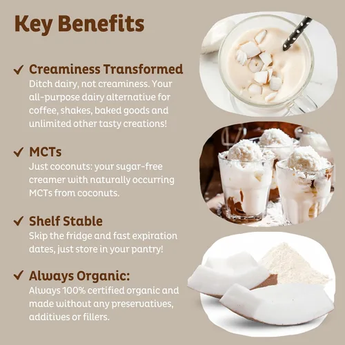 Miniatura 5 de KOS Organic Coconut Milk en polvo – Sin azúcar, sin lácteos, vegano, no OGM, sin gluten, sin soja, sin lactosa – amigable con Keto & Paleo – 12.6oz