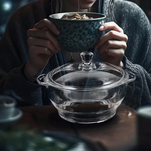 Miniatura 8 de Cacerola de vidrio transparente con tapa y asas, olla de 2.5 L para cocinar, hornear, servir, microondas y horno