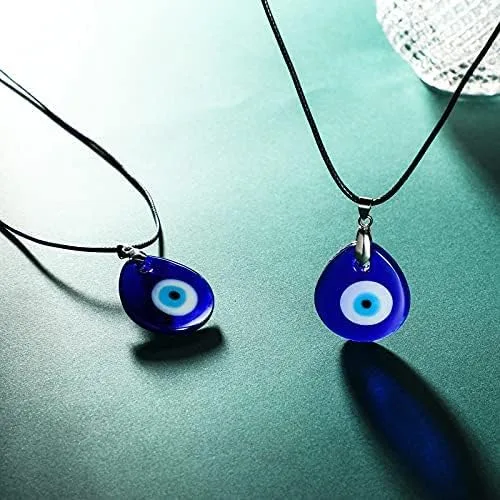 Miniatura 3 de Juego de collar y pulsera contra el mal de ojo, 2 piezas de amuleto de la suerte con tarjeta, 2 piezas de collares con dije contra el mal de ojo