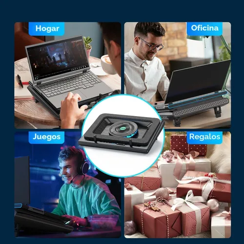 Miniatura 7 de llano Enfriador de laptop para videojuegos, soporte de almohadilla de refrigeración para laptop V12 con ventilador de 5.5 pulgadas, enfriamiento
