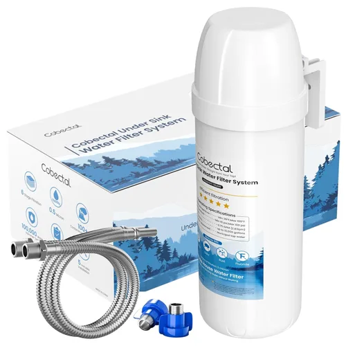 Sistema de filtración de agua debajo del fregadero Cobectal reduce el cloro, PFAS, PFOA/PFOS, mal sabor y olor, 10,000 galones, sistema de filtro de