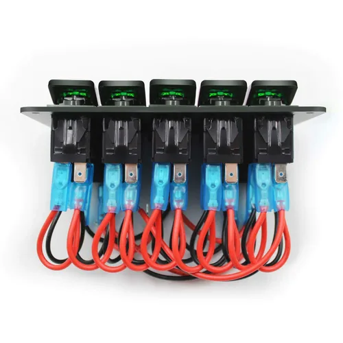 Miniatura 3 de FXC Interruptor basculante de 5 segmentos con doble ranura USB de 5 V 3.1 A + medidor de voltios + encendedor de cigarrillos para lanchas marinas