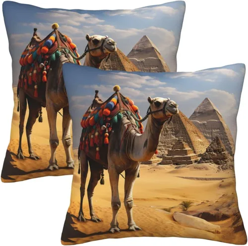 Miniatura 7 de 2PCS Throw Pillow Covers 12"x12" Square Pillowcases Covers Pyramid Camel Soft Pillowcases Modern Farmhouse Home Decor Sofa Cushions Covers for Couch
