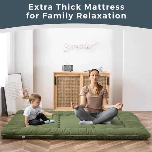 Miniatura 6 de MAXYOYO Colchón de futón de suelo japonés de 15 cm de grosor, colchón de tatami plegable para adultos, cama enrollable para habitación de invitados