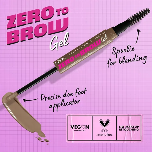 Miniatura 2 de NYX PROFESSIONAL MAKEUP Zero to Brow, gel de cejas de larga duración, rubio ceniza