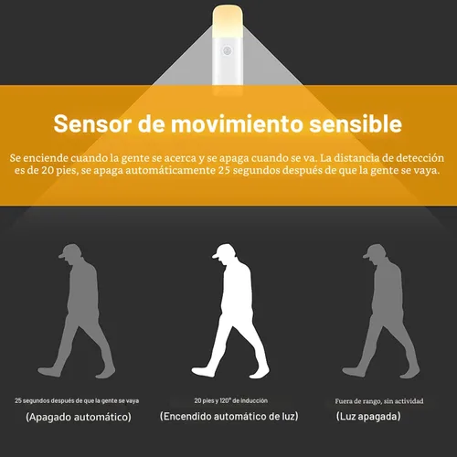 Miniatura 5 de CREWEEL Luz nocturna con sensor de movimiento, luces nocturnas regulables con 5 niveles de brillo, luz recargable de 2000 mAh, luz con sensor