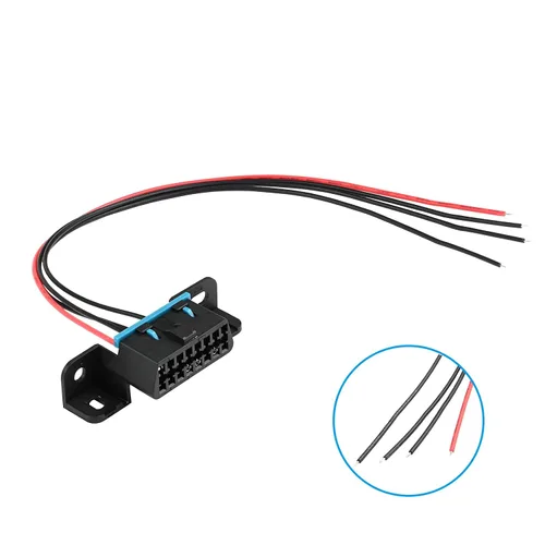 Miniatura 6 de OBD II OBD2 - Conector de arnés de 4 cables, puerto de salpicadero, cable estañado abierto, coleta, cables completos, diagnóstico de tablero